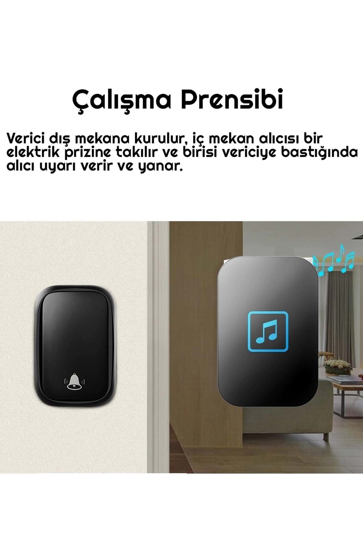 HyMark 2 Buton 1 Alıcı Pil Gerektirmeyen Kablosuz Led Kapı Zili